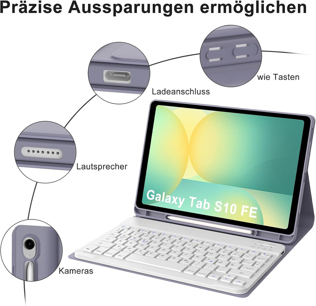 IVEOPPE Tastatur für Samsung Galaxy Tab S9FE/S10FE 10.9", Hülle Tastatur Galaxy Tab S9/S10FE 2025, M