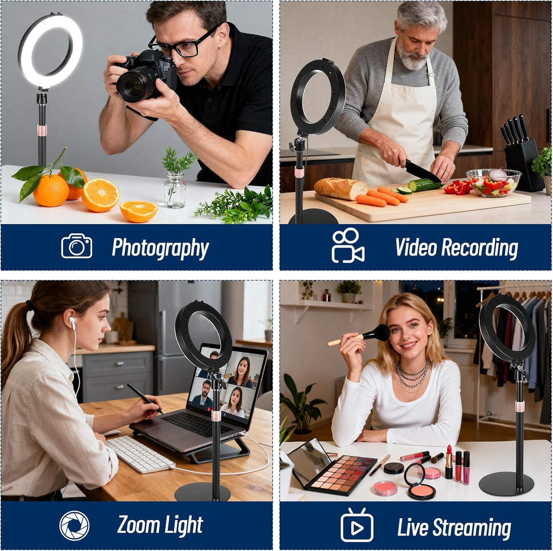 Ringlicht mit Stativ Handy Laptop Videokonferenz Licht mit Klemme 6.3 Zoll Tisch LED Ring Light Self
