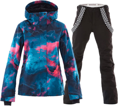 ALSOGO Damen Skijacke & Skihose Set Skianzug 2 teilig Schneeanzug 10.000mm Wassersäule Atmungsaktiv