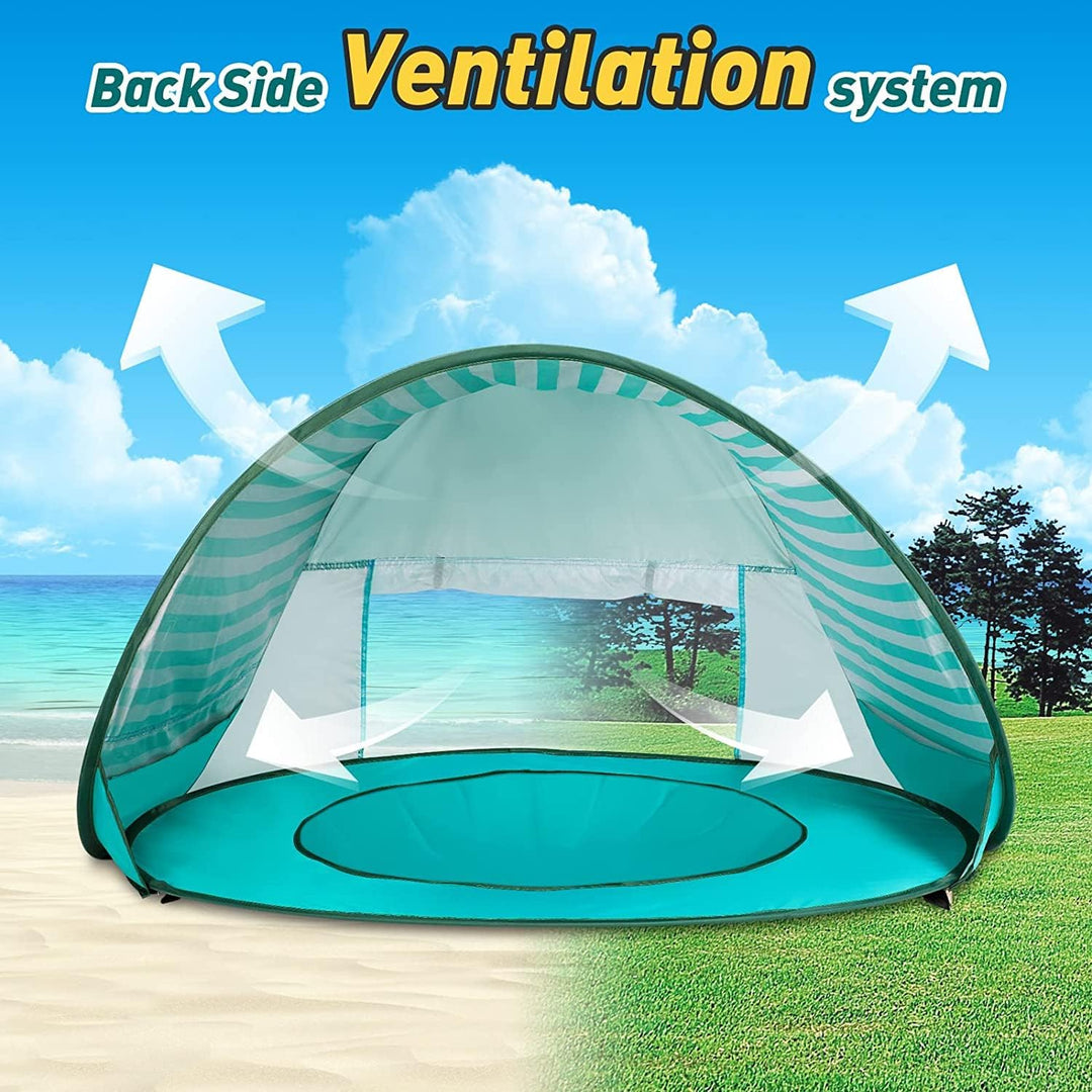 Strandmuschel Baby Pop Up Strandzelt, Baby Strand Zelt mit Mini Pool Tragbar Pop Up Baby Strandzelt