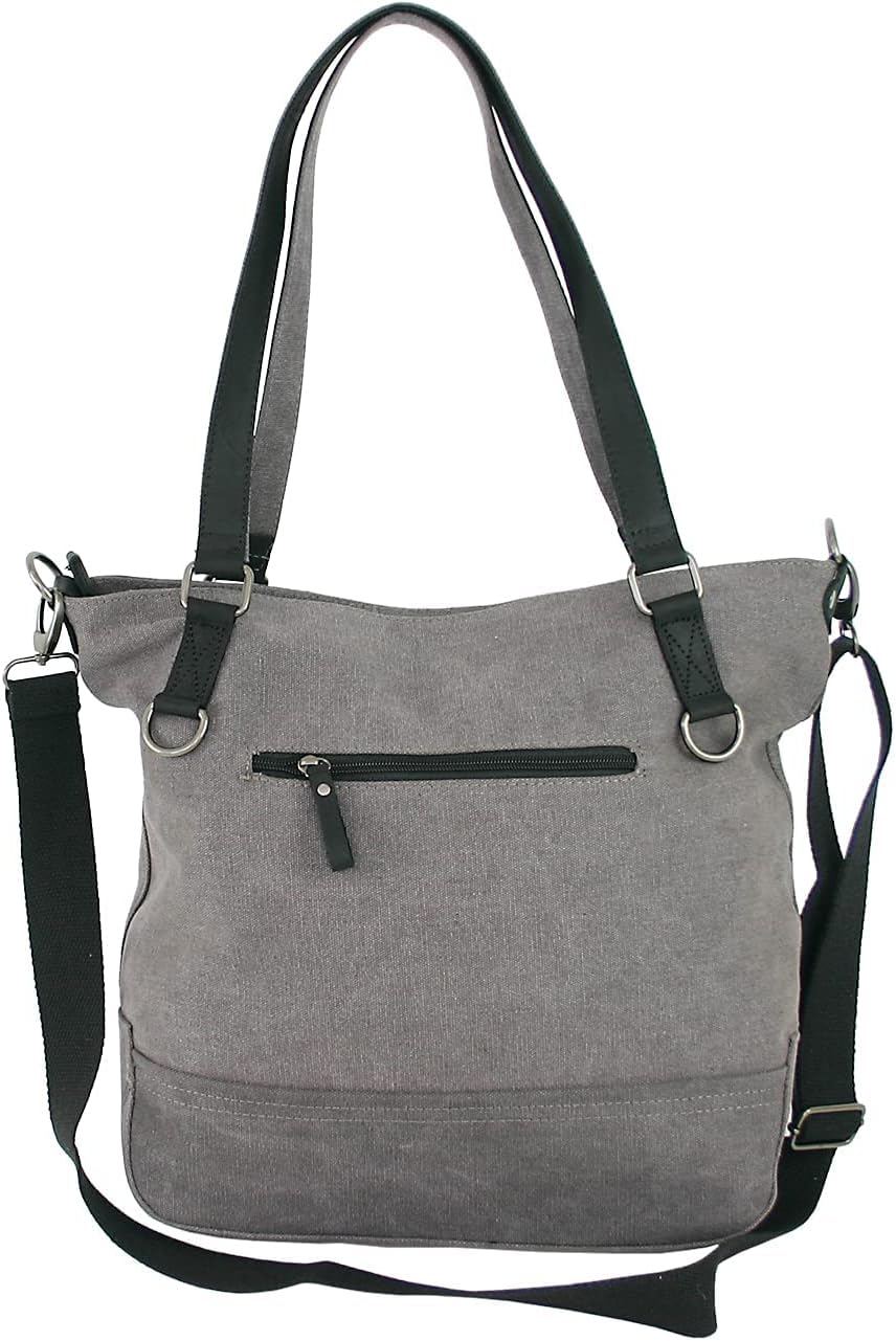 JENNIFER JONES - Grosse Damen Handtasche aus Canvas und Echtleder - Vintage Look - Casual Schulterta