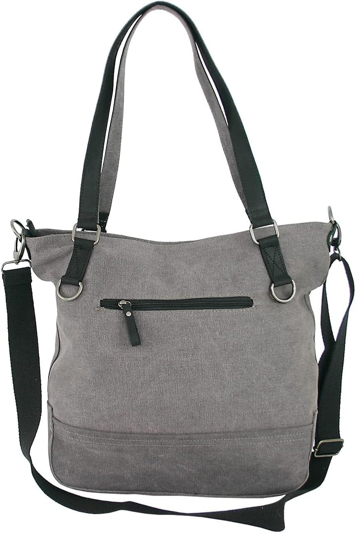 JENNIFER JONES - Grosse Damen Handtasche aus Canvas und Echtleder - Vintage Look - Casual Schulterta