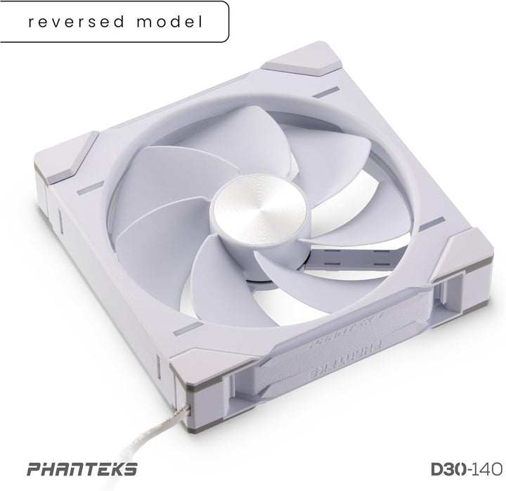 Phanteks D30 PWM Reverse Airflow, D-RGB Lüfter - 140mm, weiss