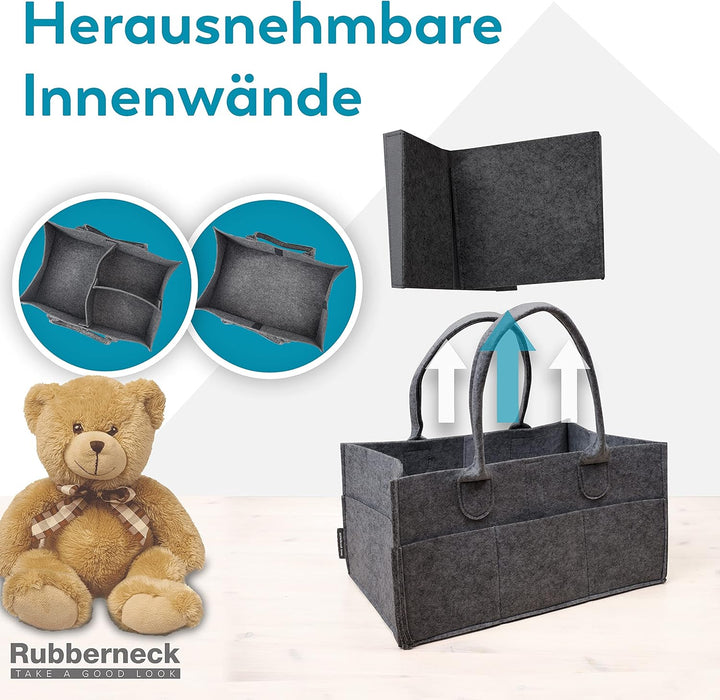 Rubberneck Baby Windel Filztasche - tragbare Wickeltasche, Allzweck Organizer aus Filz (Dunkelgrau,