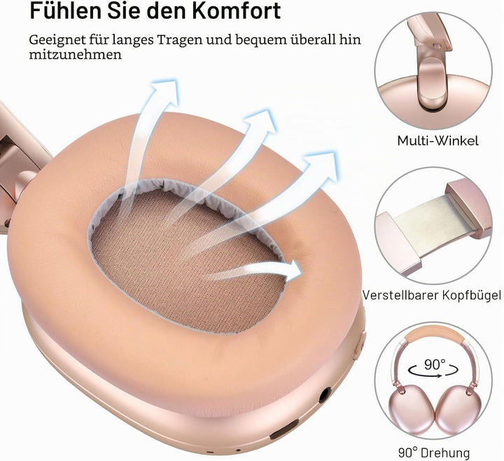 C6 Aktive Noise-Cancelling-Kopfhörer, Drahtlose Over-Ear Bluetooth-Kopfhörer, 60 Stunden Spielzeit,