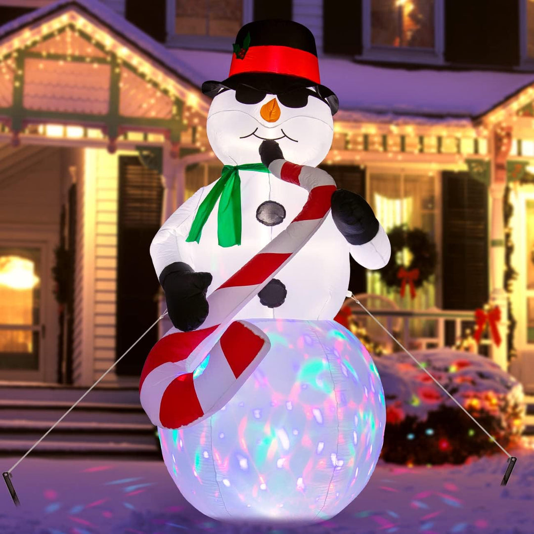 GlobaLink Aufblasbarer Schneemann XXL 2,4M/7,8FT, Weihnachtsdekoration aufblasbar Weihnachtsmann mit
