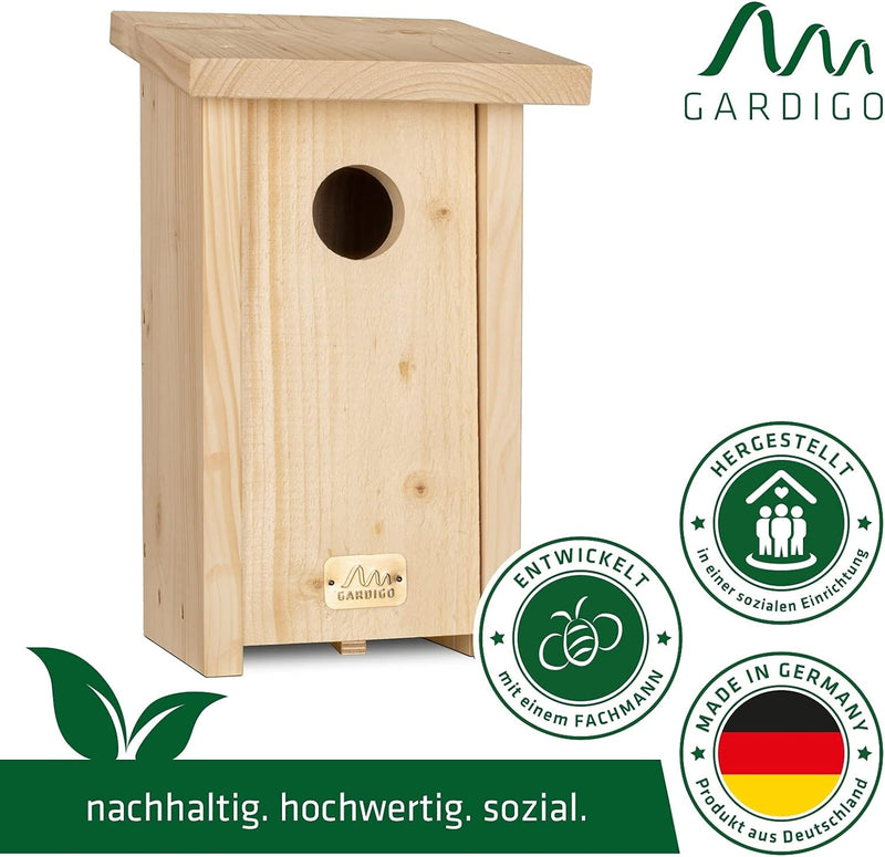 GARDIGO® Nistkasten für Stare I Made in Germany, aus deutschem Holz, Vogelhaus, verschraubt, unbehan