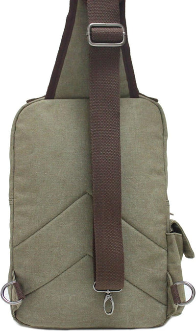 Canvas Brustbeutel, Casual Umhängetasche Herren Daypack Handtasche Sling Backpack für Schule, Outdoo