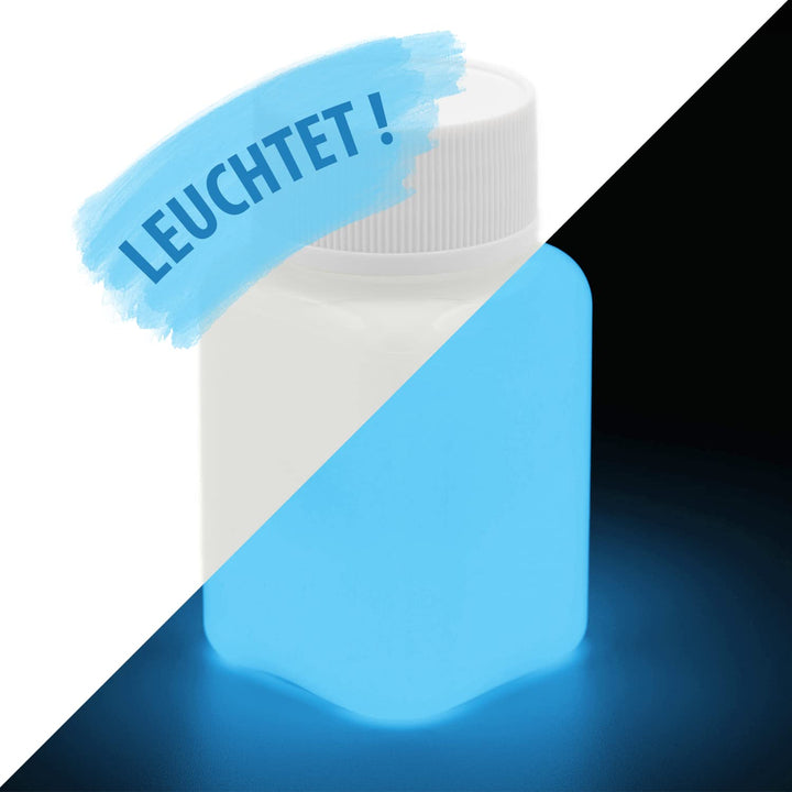 LUMENTICS Malfarbe Blau nachleuchtend 100g - Im Dunkeln leuchtende Farbe. Nachleuchtfarbe mit Glitte