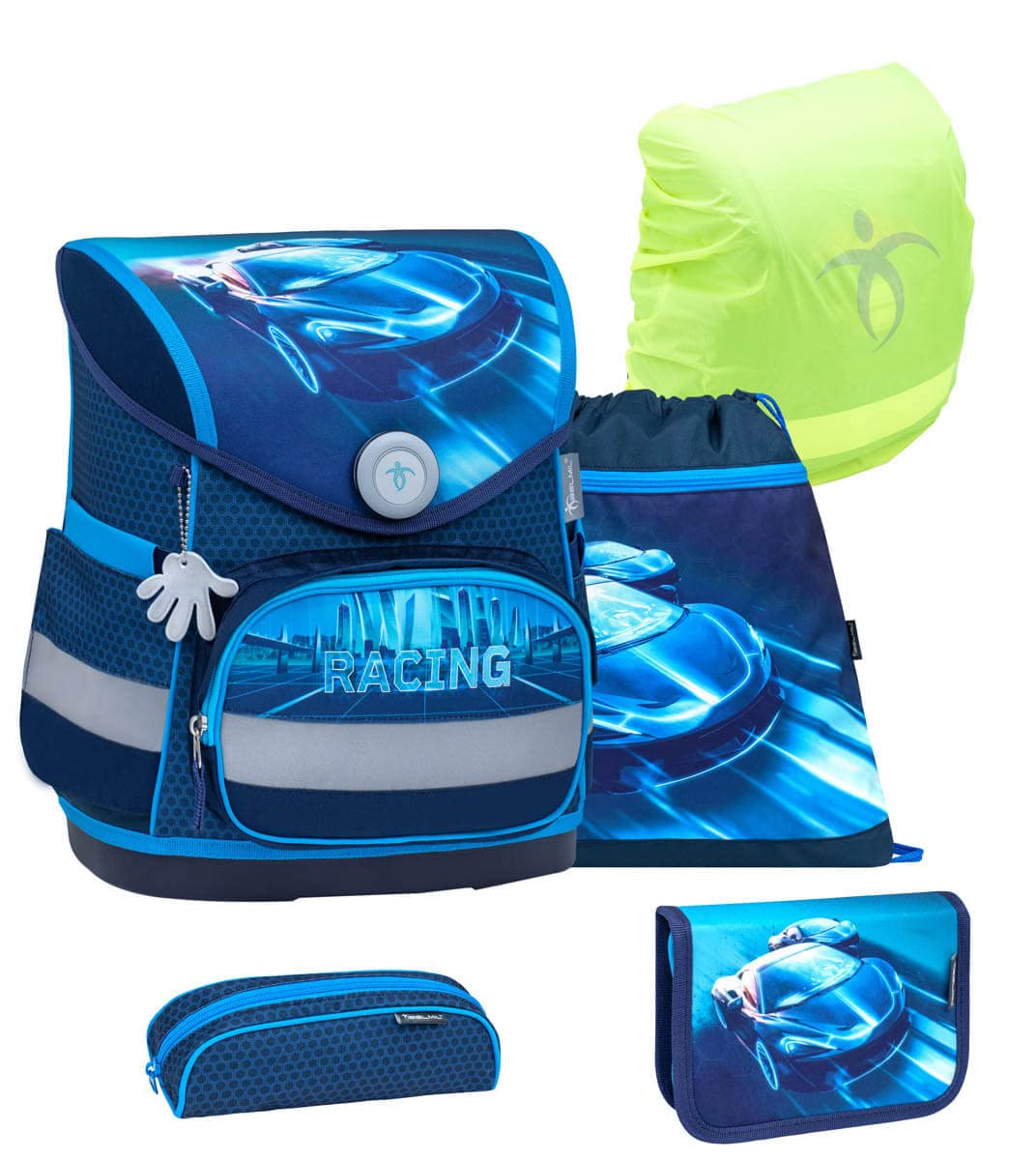 Belmil ergonomischer Schulranzen Set mit Regenschutz 5 -teilig für Kinder 1-4 Klasse Grundschule/ Br