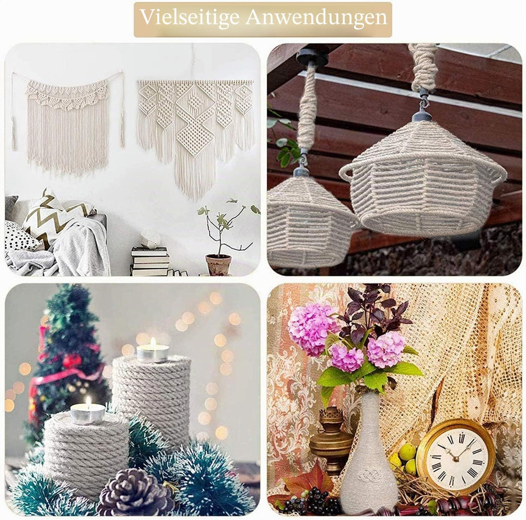 ilauke 60M Sisalseil für Kratzbaum 8mm, 100% Natur Sisal Seil mit Handschuhe, Weiss Hanfseil Sisal S