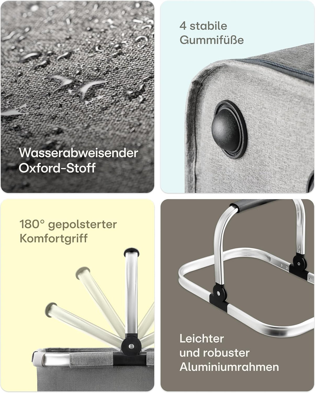 Praknu Einkaufskorb Faltbar Klein – 2 in 1 Erweiterbar 15L auf 25L – Abnehmbarer & Waschbarer Bezug