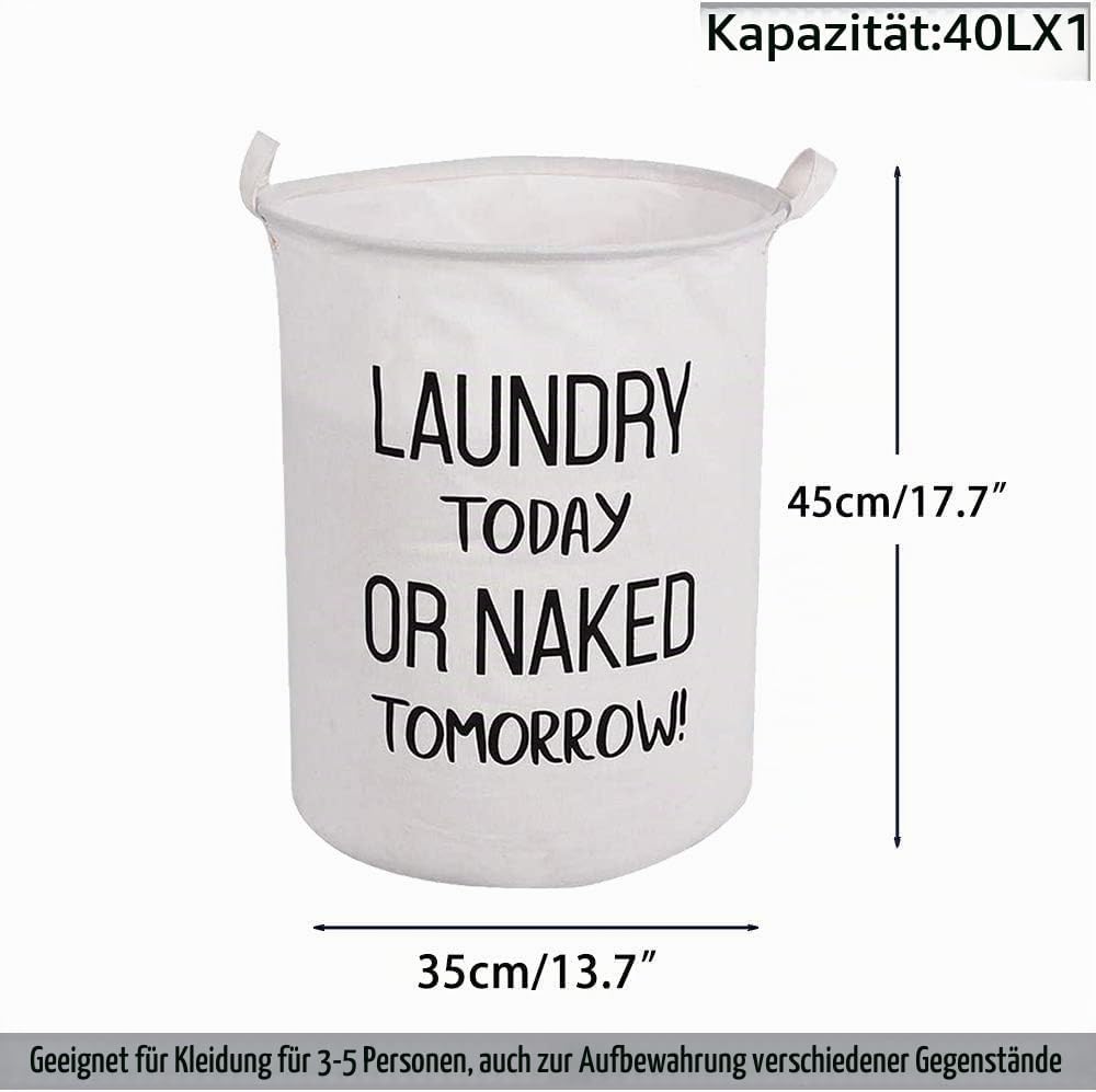 LessMo 17.7" Wäschekorb Lagerung Sorter, Pop-Up Wäschekorb Faltbar, Wasserdichte Runde Baumwolle Lei