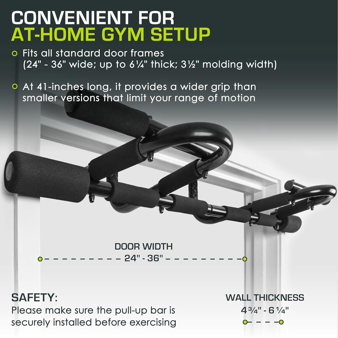 ProsourceFit Multi-Grip Lite Pull Up/Chin Up Bar, Heavy Duty Doorway Upper Body Workout Bar for Home