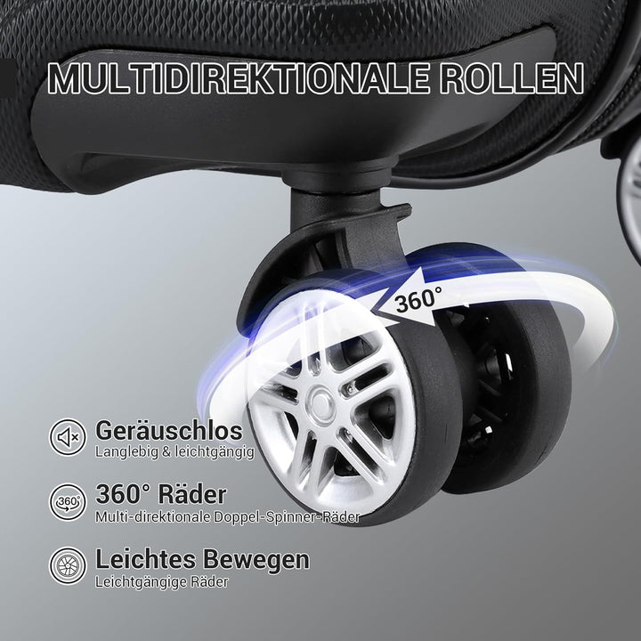 KONO Kofferset 3 Teilig Hartschalenkoffer von ABS Trolley Handgepäck Koffer Gepäck-sets M-L-XL Reise