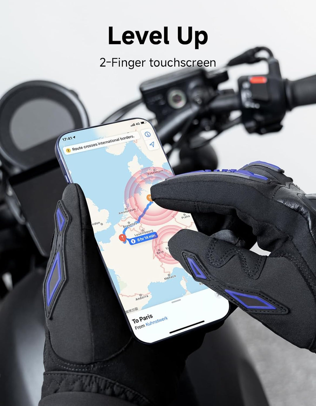 KEMIMOTO Winter Motorradhandschuhe, wassdichte Motorrad Handschuhe Winter, Amtungsaktive Sport Hands