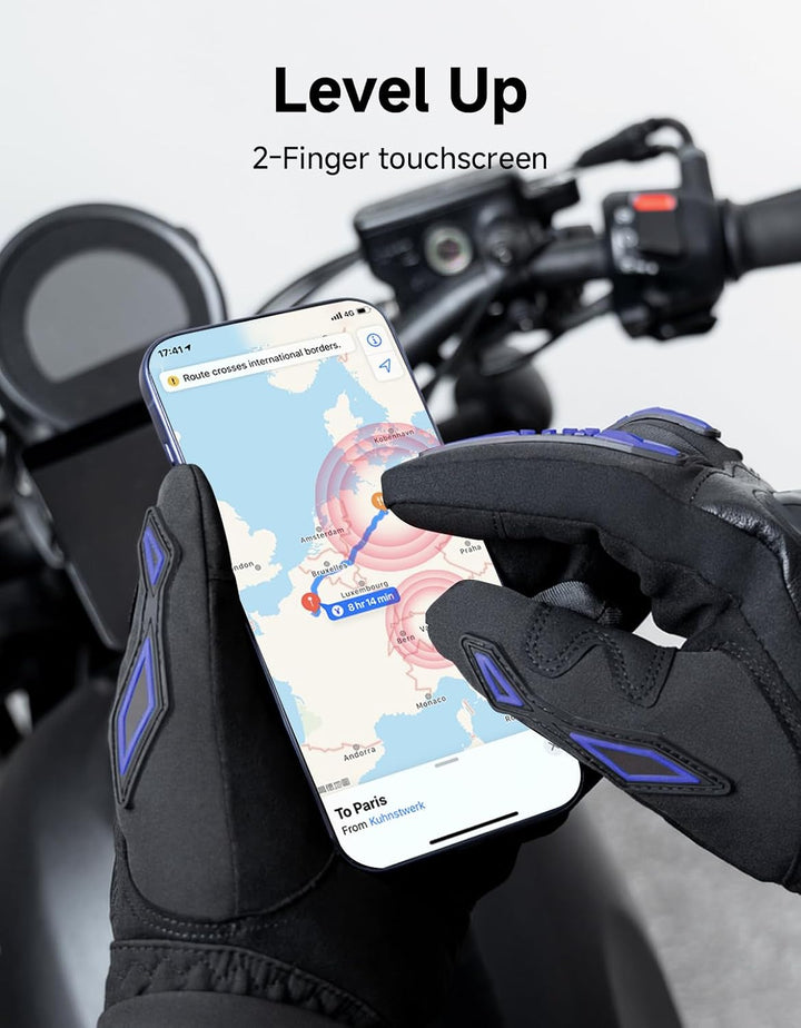 KEMIMOTO Winter Motorradhandschuhe - Winddichte Motorrad Handschuhe mit Touchscreen-Funktion, Warme