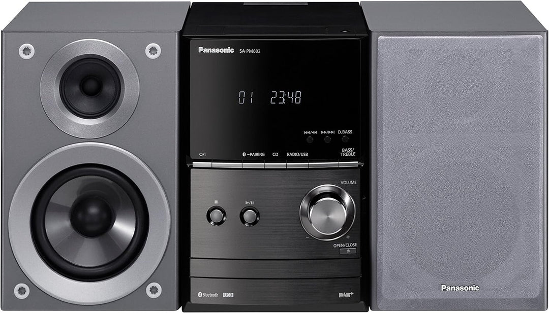 Panasonic SC-PM602EG-S Micro- mit Digital DAB+ (CD, Bluetooth, UKW , HiFi-System mit 40W RMS) silber