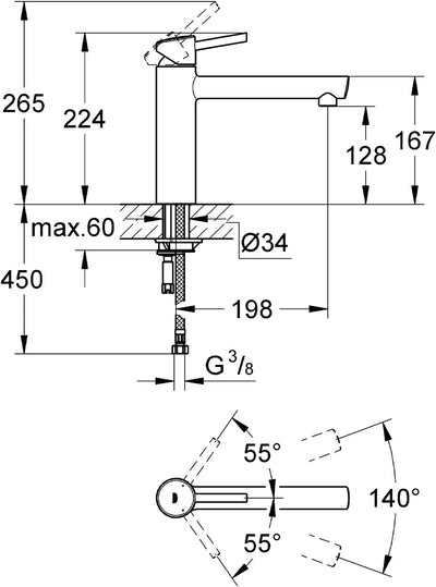 GROHE Concetto Küchenarmatur, mittelhoher Auslauf, Schwenkbereich 140° 31128001, Chrom (alte Variant