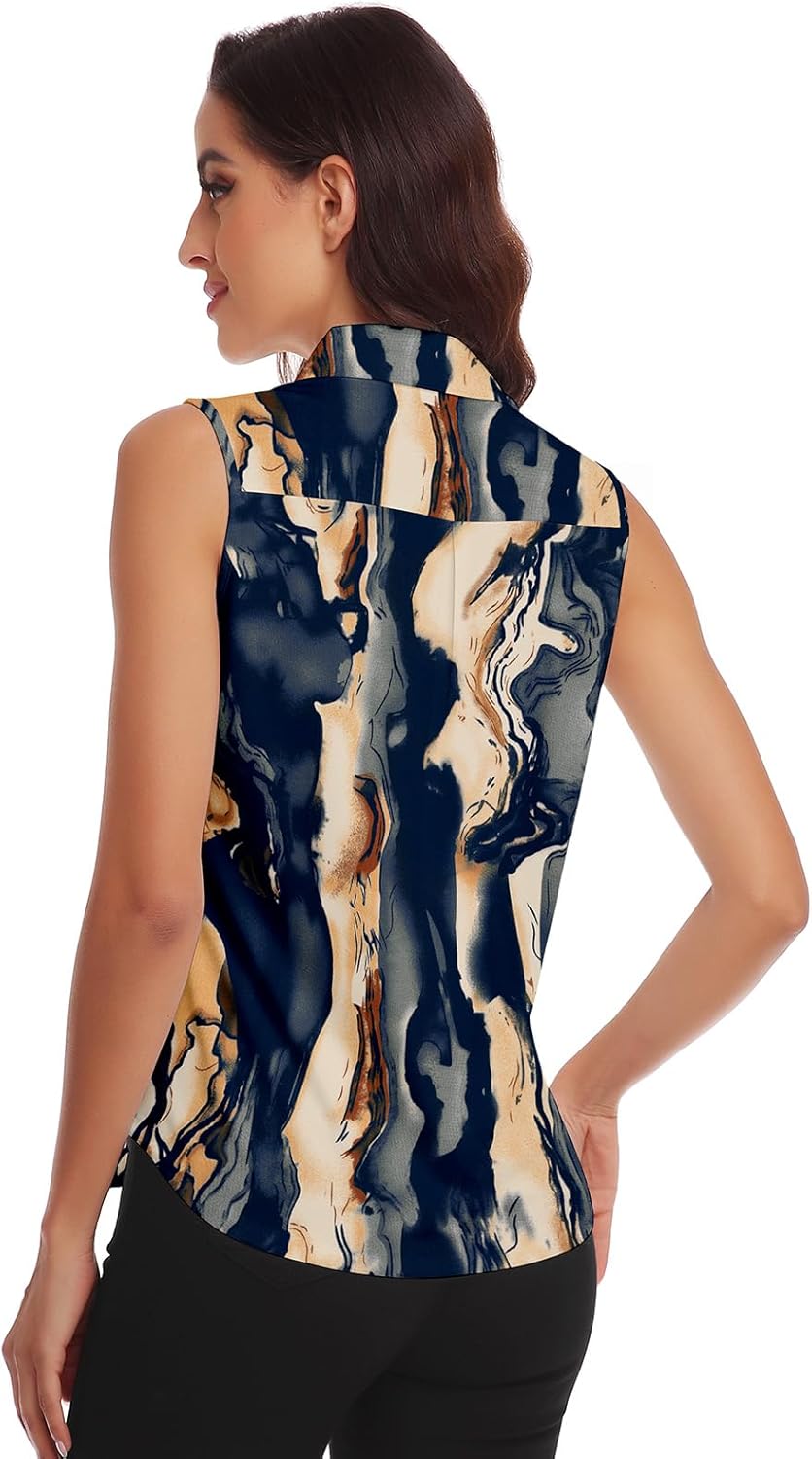Soneven Bluse Damen Elegant Sport Tank Top mit Kragen Damen Ärmellos Poloshirt Golf Polo Sommer Ober