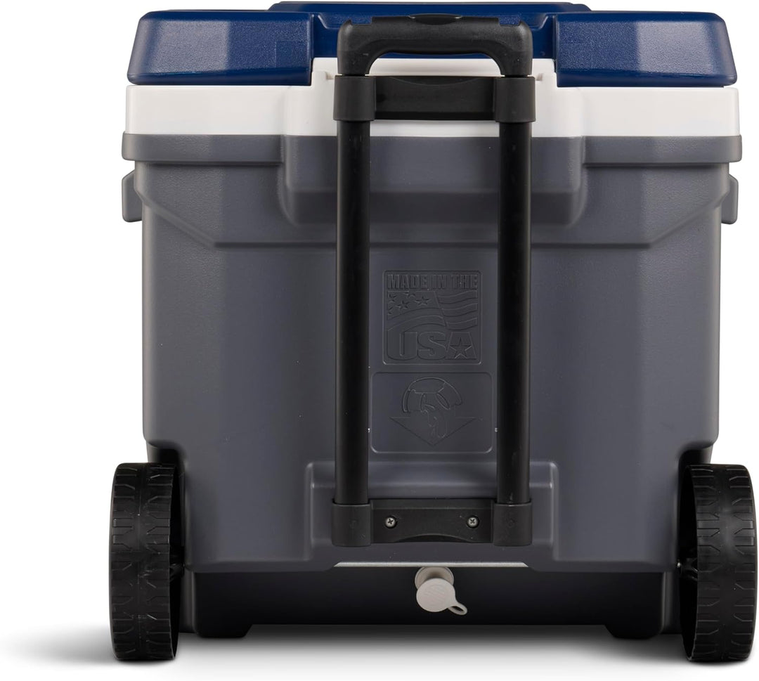IGLOO Maxcold 62 Roller Kühlbox, 58 Liter, Grau - Grosse, Robuste Kühlbox für Camping, Arbeit, Freiz