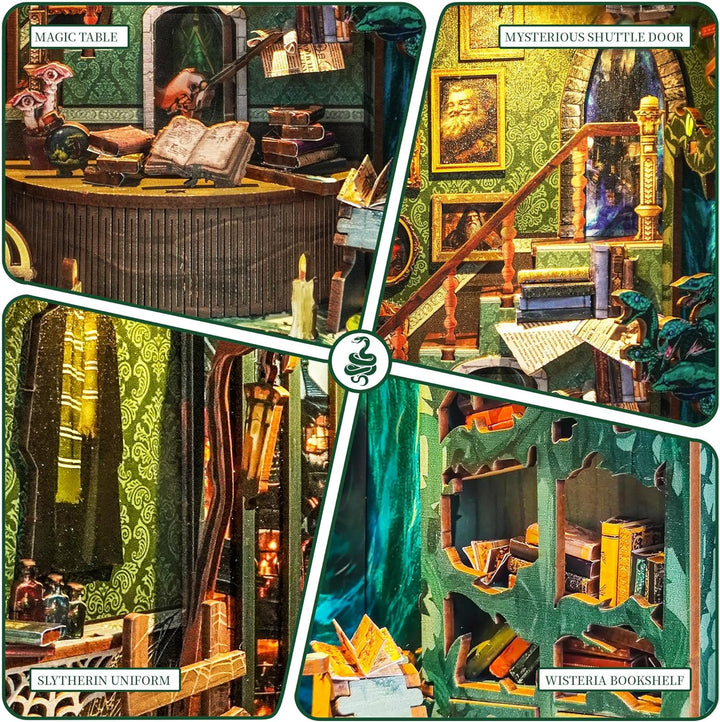 Book Nook Kit für Erwachsene: LUMYCE Holzpuzzle DIY Miniatur Haus 3D Puppenhaus - Buchstütze für Büc
