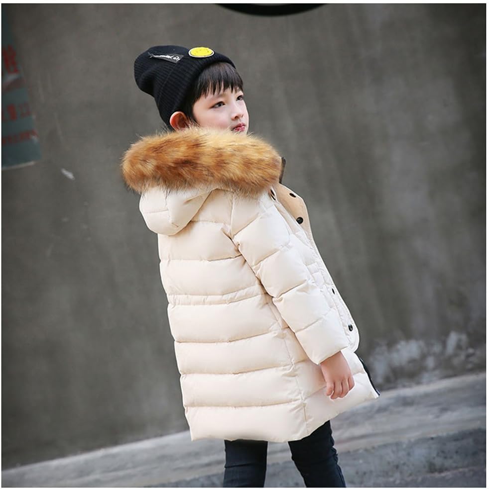 Wulide Kinder Mädchen Daunenjacken Winterjacke Daunenmantel mit Kapuze 98 Beige, 98 Beige
