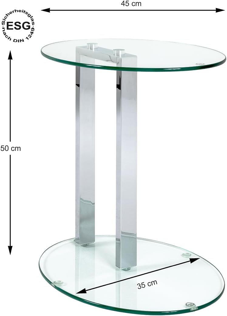 HAKU Möbel Beistelltisch, Metall, chrom, B 45 x T 35 x H 50 cm 45 x 35 x 50 cm Modern, 45 x 35 x 50