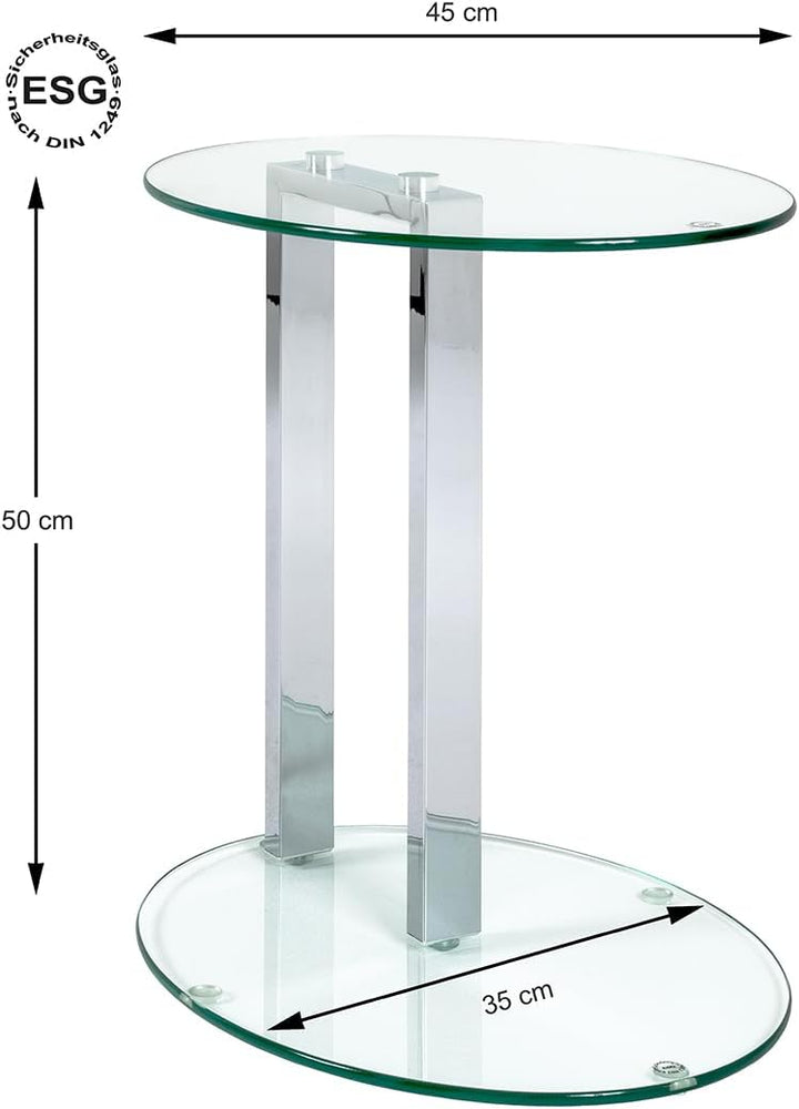 HAKU Möbel Beistelltisch, Metall, chrom, B 45 x T 35 x H 50 cm 45 x 35 x 50 cm Modern, 45 x 35 x 50