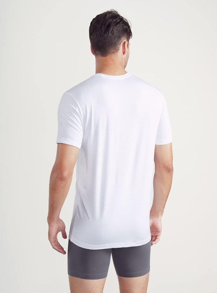 DAVID ARCHY Unterhemden Herren mit Schweissblatt Shirt mit V-Ausschnitt aus Bambus S Black*1+white*1