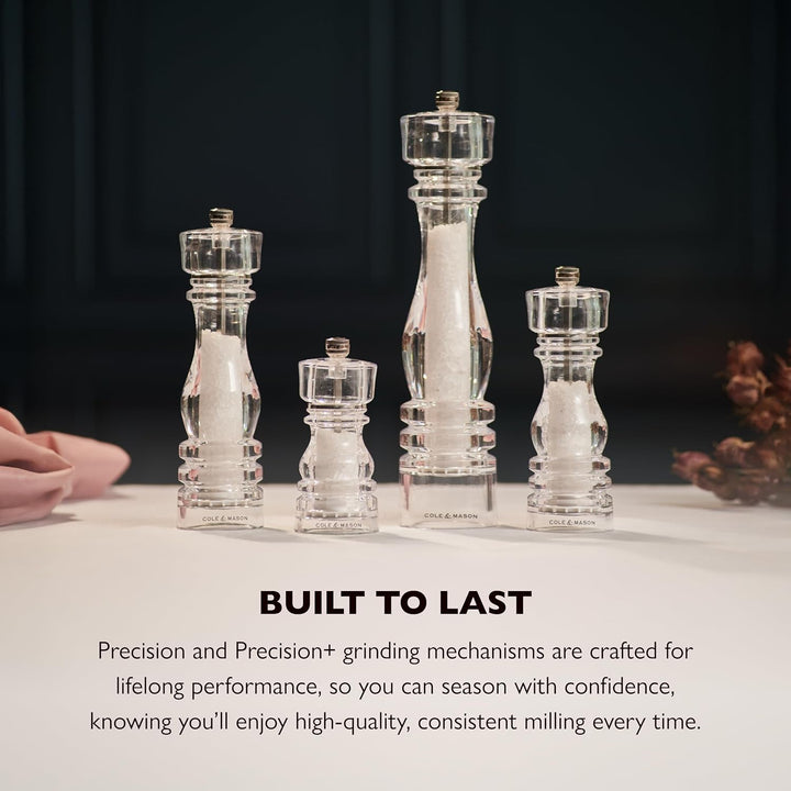 Cole & Mason London Salz- und Pfeffermühlen-Set aus Acryl, 180 mm, Precision+ Carbon/Keramik-Mechani