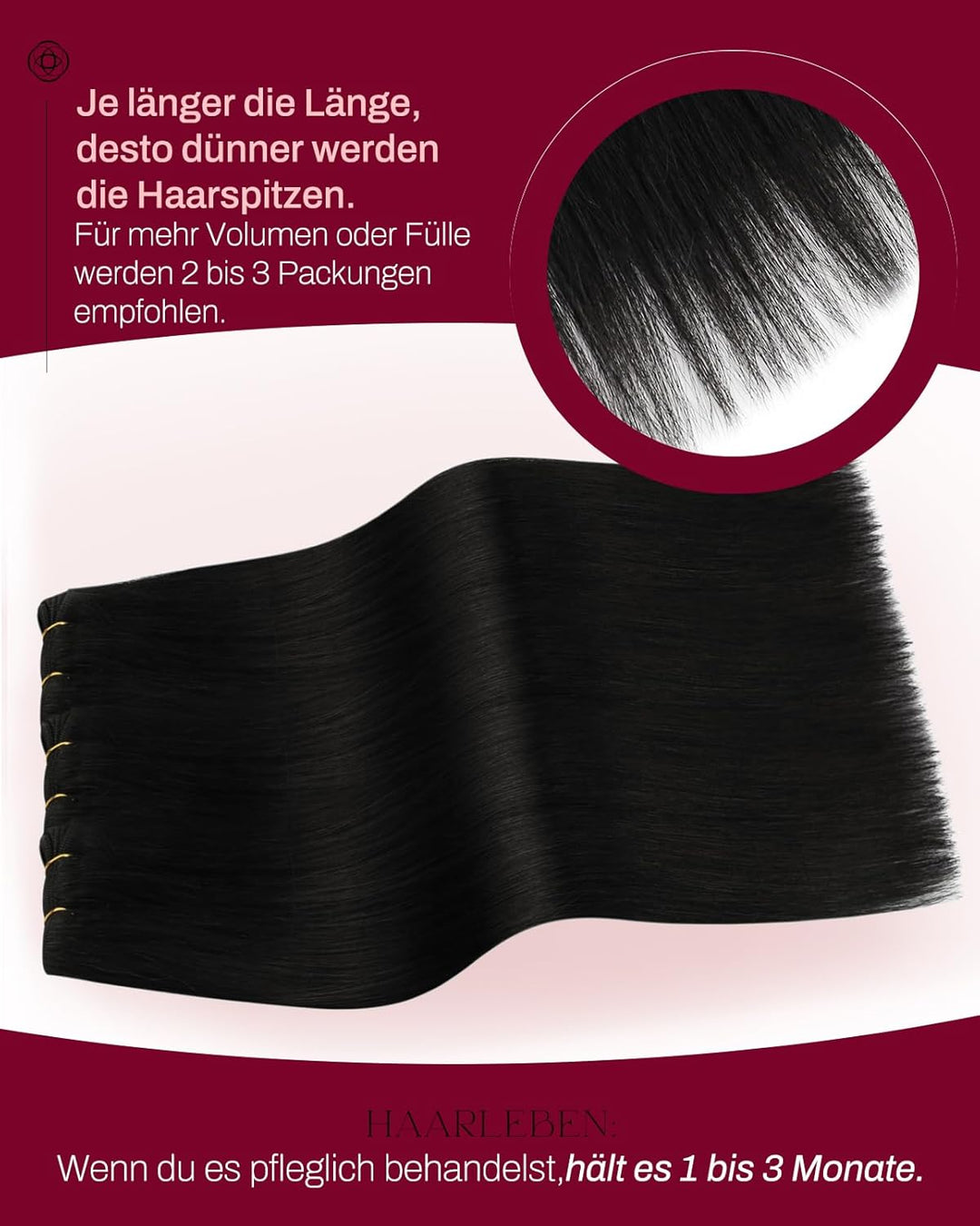Moresoo Remy Echthaar Tressen zum Einnähen Weave Extensions Schwarz Doppelt Tressen Haarverlängerung