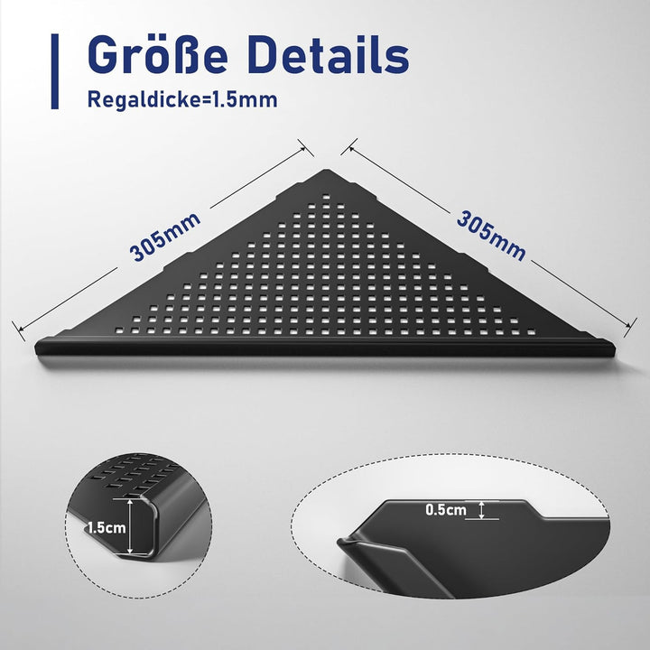 Eck Duschregal, Edelstahl 304 Badezimmerregal aus Stahl mit Gitterdesign für geflieste Wände, Einbau