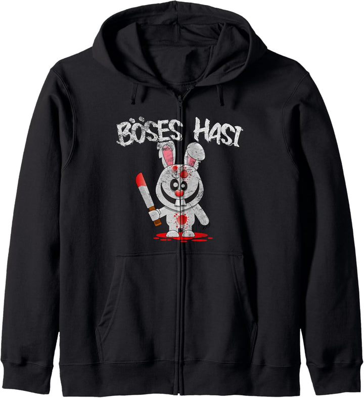 Böses Hasi Kostüm für Damen und Herren Karneval Halloween Kapuzenjacke