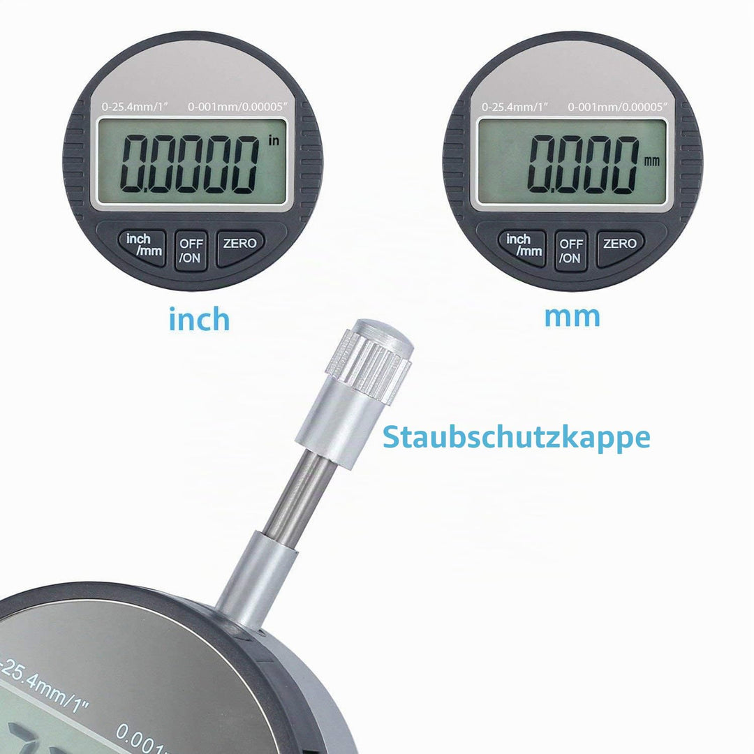 AUTOUTLET Digitale Messuhr 0.001mm/0.00005''Digital Messtaster 0-25.4mm/1'' Messbereich Digital Indi