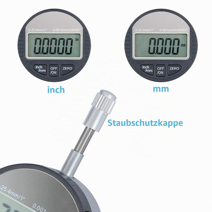 AUTOUTLET Digitale Messuhr 0.001mm/0.00005''Digital Messtaster 0-25.4mm/1'' Messbereich Digital Indi