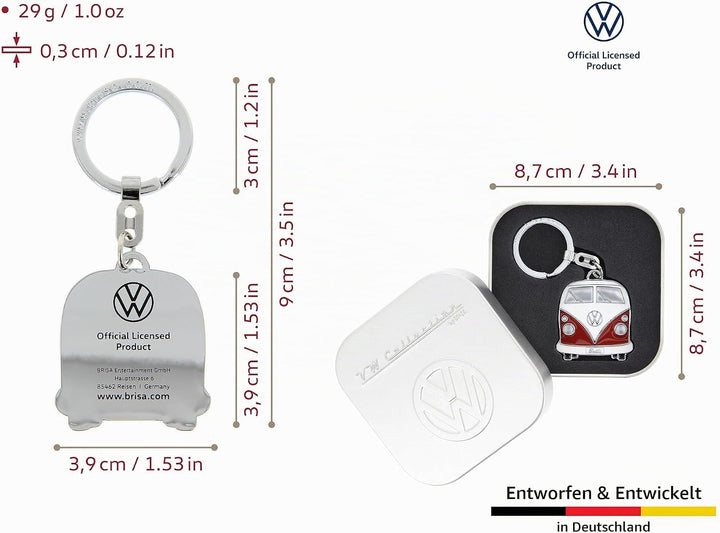 BRISA VW Collection - Volkswagen Emaillierter Metall Schlüssel-Anhänger-Ring Schlüsselbund-Accessoir