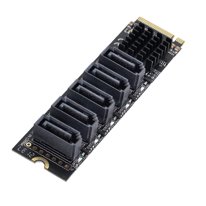 NFHK NGFF NVME M-Key PCI Express auf SATA 3.0 6Gbps 5 Ports Adapter Konverter Festplattenverlängerun