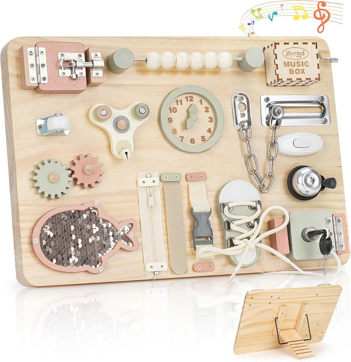 Joyreal Gross Montessori Busy Board - Motorikbrett Activity Board Motorikboard Montessori Spielzeug
