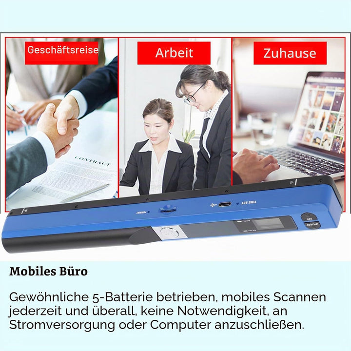 Elprico Tragbarer Scanner, Handheld-A4-Dokumentenscanner mit 900 DPI Auflösung, JPEG- und PDF-Modi,