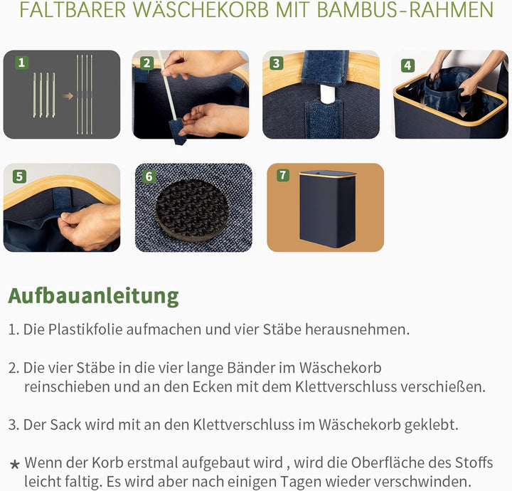 AdelDream 160L Wäschekorb mit Deckel 3 Fächer Wäschekorb Wäschesack schmal - Wäschesortierer Wäscheb