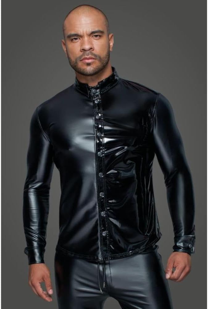 Chemise Wetlook et vinyle H064 - Medium - Noir