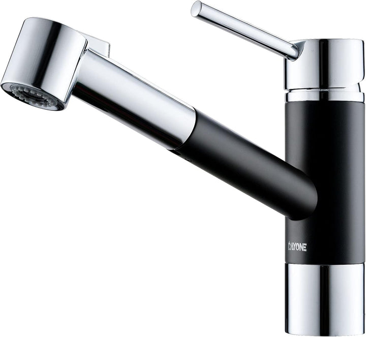 DAYONE Küchenarmatur 360°Drehbar Wasserhahn Ausziehbar Edelstahl Gebürstet Hochdruck Einhand-Spültis