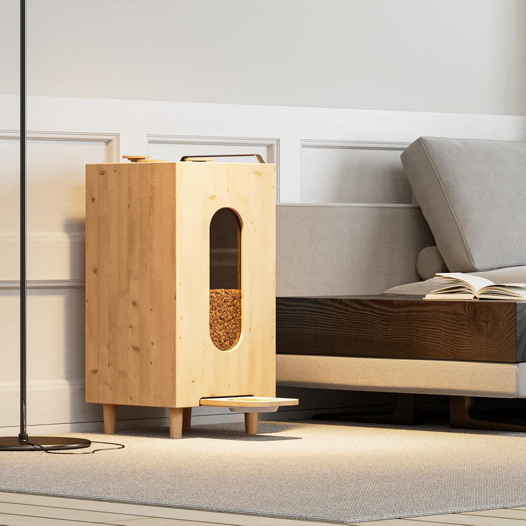 QLS Trockenfutterspender 20L für Katzen Hunde Futterspender Futterautomat mit Schale Tiere 60 x 30 x