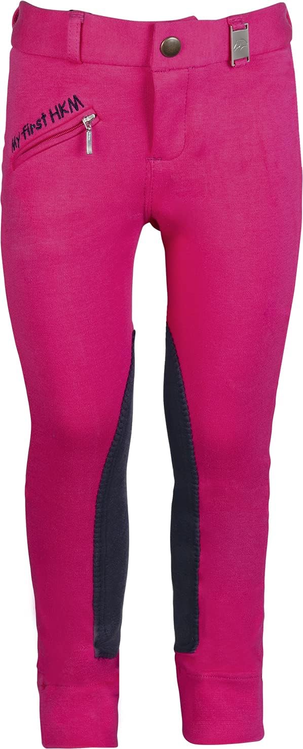 HKM 5627 Reithose My First, Kniebesatz Oberstoff, Dunkelpink/Navy, 116