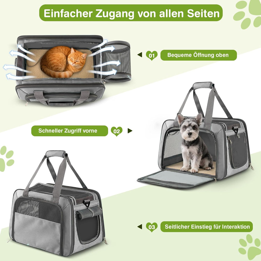 ALLSOPETS Faltbare Katzentransporttasche, Atmungsaktive Tragetasche für Katzen & Kleine Hunde mit Ab