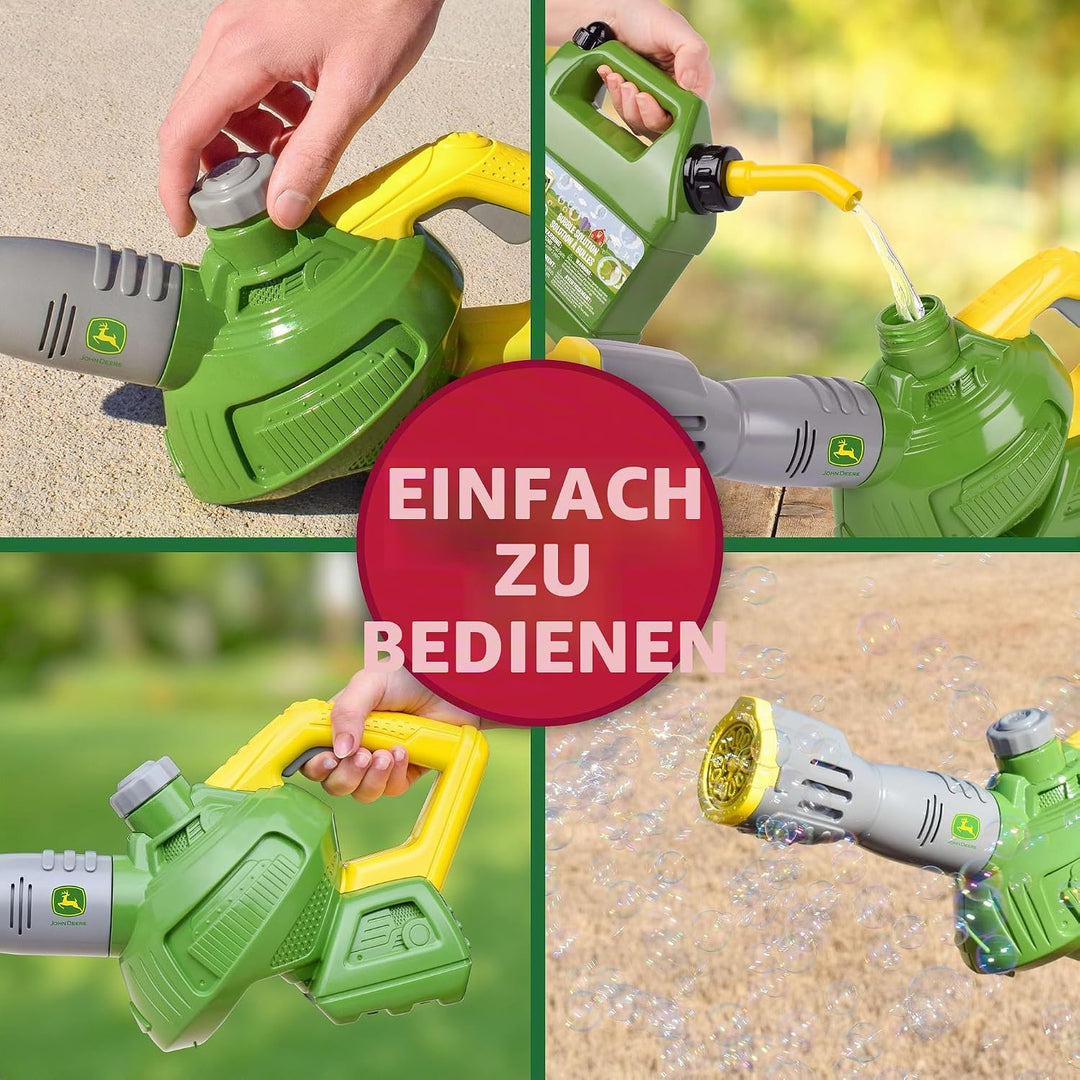 John Deere Blasen-Blattbläser-Spielzeug für Kinder, inklusive 1,2 l Blasen-Nachfüll-Gaskanne, Outdoo
