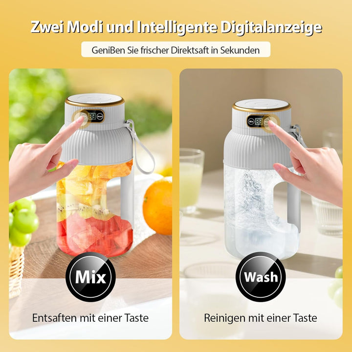 【Upgraded】Fine Life Pro Tragbarer Mixer & Smoothie Maker, 1200ML Becher mit Auslaufsicherem Deckel &