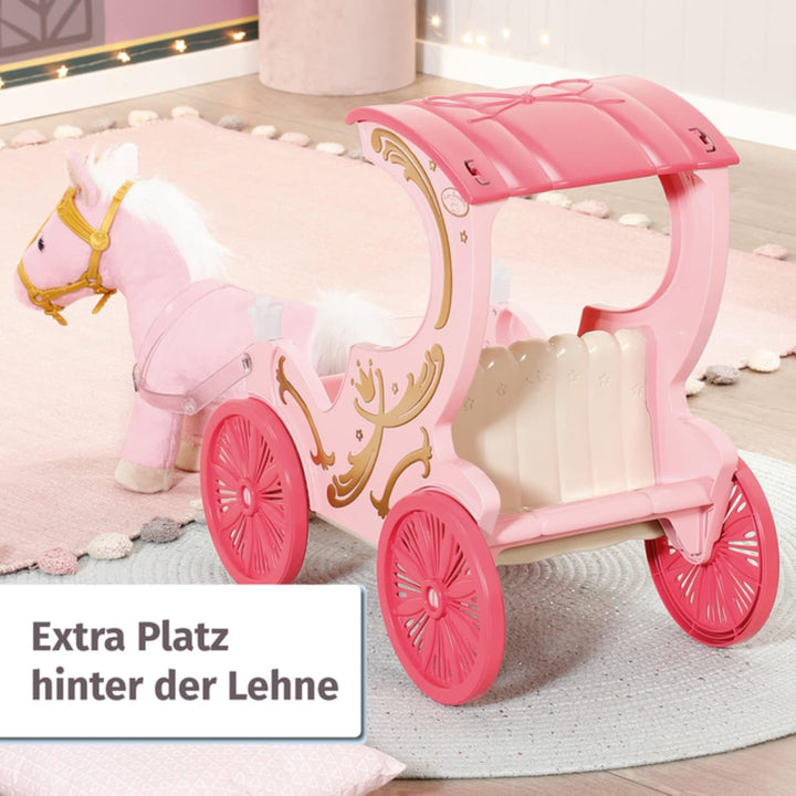 Zapf Creation 707210 Baby Annabell Little Sweet Kutsche &amp; Pony, 2in1 Puppenwagen und Kutsche mit Plü