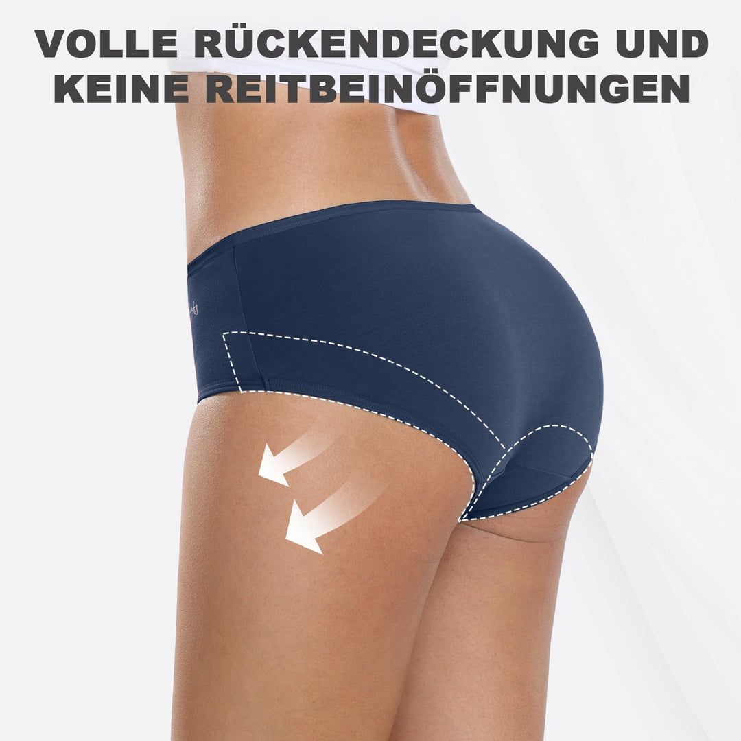 coskefy Unterhosen Damen, 6er Pack Slips Damen Baumwolle, Bequeme Frauen Unterwäsche, Atmungsaktiv P